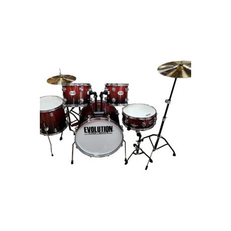 BATERIA (Evolution) HERRAJE CROMO  5PZ COLOR  ROJO